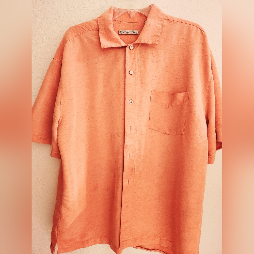 BATEK BAY MENS CASUAL SHIRT WITH POCKET TANGERINE LG